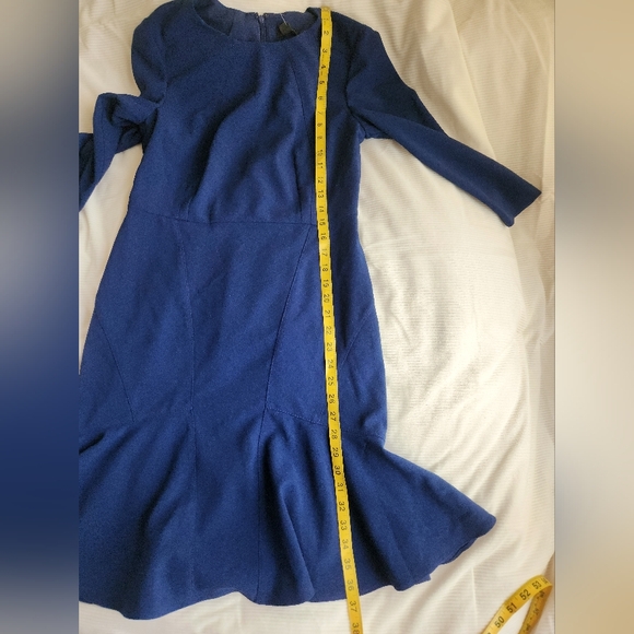 Ann Taylor Sheath Dress Flounced Hem 3/4 Sleeves Royal Blue Sz 2 NWT - Picture 11 of 16